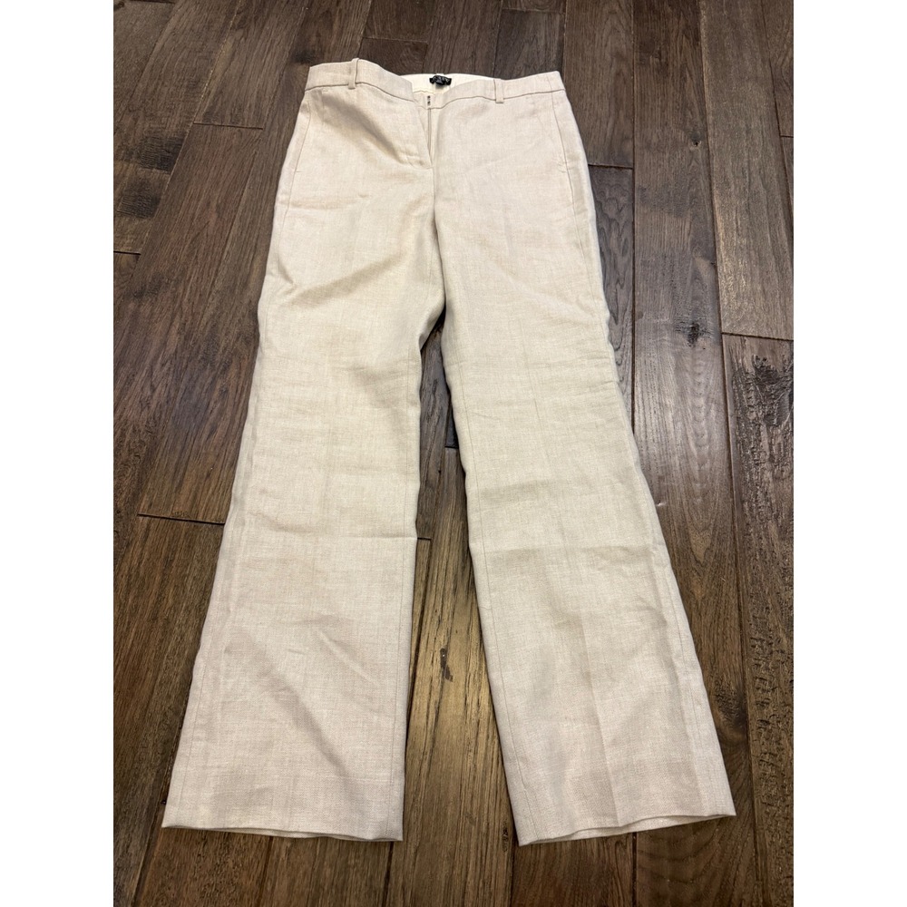 J.Crew‎ Wide Leg Trousers Womens 0 Oatmeal Linen Blend C1425 New